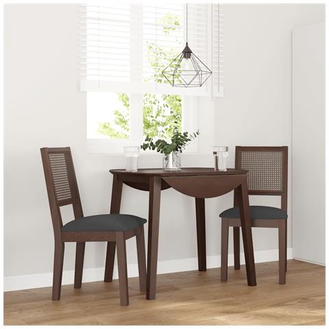 Sedie da Pranzo con Cuscini 2pz Marrone Legno Massello di Hevea - Foto 2