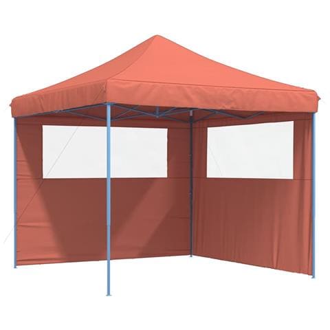 Tendone Per Feste Pieghevole Pop-up Con 2 Pareti Terracotta - Foto 2