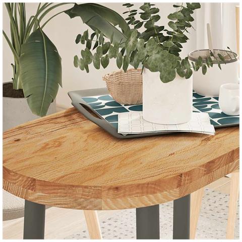 Piano Tavolo Marrone Chiaro 80x40x4 Cm In Rovere Massello Ovale - Foto 1