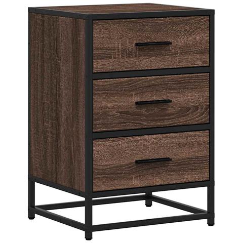 Comodino Rovere Marrone 40x34,5x60cm Legno Multistrato Metallo - Foto 2
