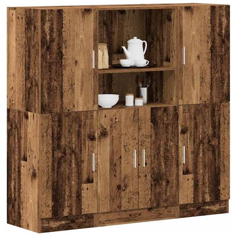 Set Di Mobili Da Cucina 3 Pz Legno Antico In Truciolato - Foto 1