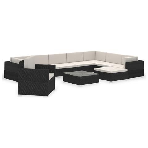 Lusso Casadino -  Set Divani Da Giardino 12 Pz Con Cuscini In Polyrattan Nero - Foto 1
