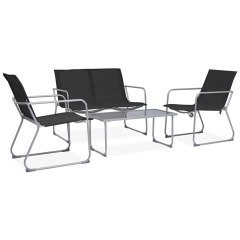 Set Divano Da Giardino 4 Pz In Tessuto E Acciaio Nero - Foto 2