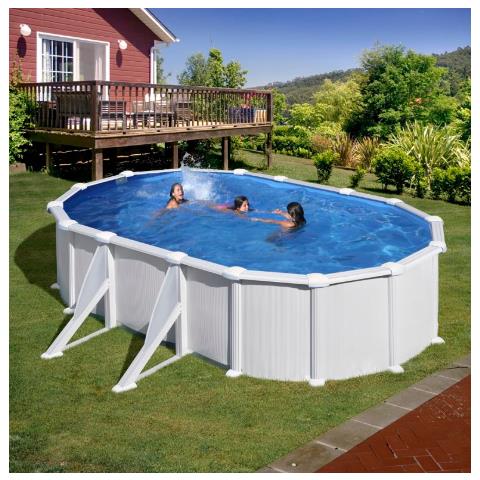 Piscina Ovale Atlantis 500 X 300 X 132 Cm Con Parete In Acciaio Bianco - Foto 1