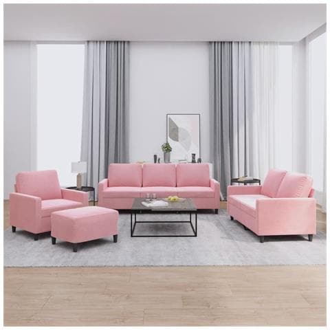 Set di Divani 4 pz con Cuscini rosa in Velluto - Foto 2