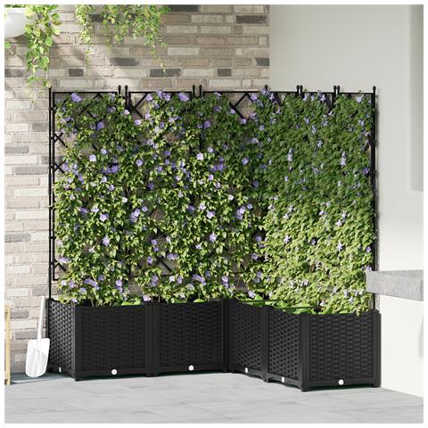 Vaso da Giardino con Trellis 5 pz Nero 120x120x143 cm - Foto 2