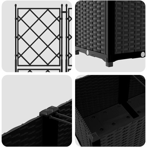 Vaso da Giardino con Trellis 5 pz Nero 120x120x143 cm - Foto 8