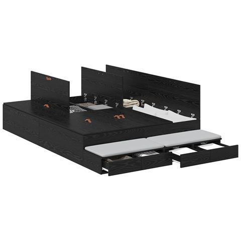 Struttura letto con contenitore in rovere nero 160x200 cm - Foto 1