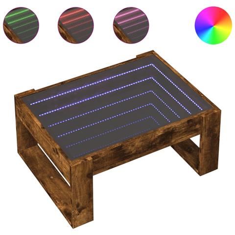 Tavolino da Salotto con LED Infinity Rovere Fumo 70x53x30 cm - Foto 1