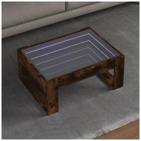 Tavolino da Salotto con LED Infinity Rovere Fumo 70x53x30 cm - Foto 2