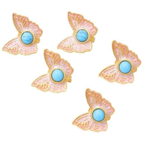 Set Di 5 Chiusure A Forma Di Farfalla In Oro Sabbia Per Cordini, Chiusure A Pressione Per Gioielli Fai Da Te Pink - Foto 1
