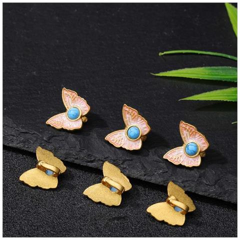 Set Di 5 Chiusure A Forma Di Farfalla In Oro Sabbia Per Cordini, Chiusure A Pressione Per Gioielli Fai Da Te Pink - Foto 2