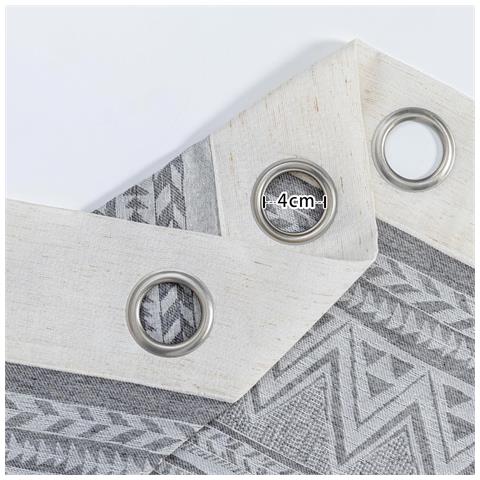 Tende Con Occhielli 2 Pezzi 245x140cm Semitrasparenti Effetto Lino Bianco - Foto 6