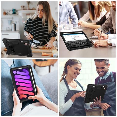 Custodia Per Ipad Mini 6 8.3"" Con Supporto E Alloggiamento Per Stilo Nera - Foto 4