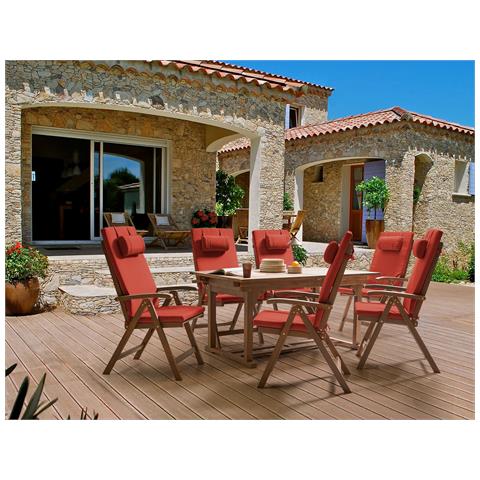 Set Da Pranzo Da Giardino 6 Posti Amantea Premium Legno D \'acacia Rosso - Foto 1
