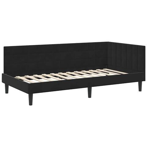 Cornice del letto ad angolo Nero 90 cm x 200 cm Velluto - Foto 1