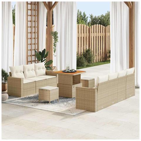 Set Divano da Giardino 10 pcs Beige polyrattan - Foto 2