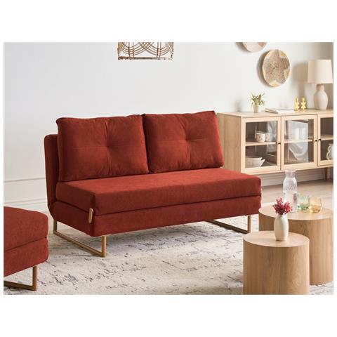 Divano Letto 3 Posti Jerslev Tessuto Rosso - Foto 1