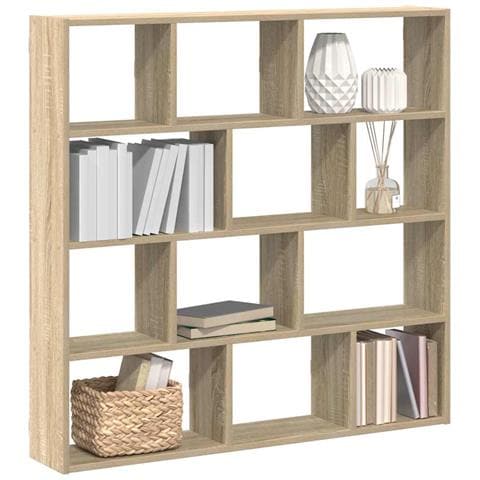 Mensola a Cubo da Muro 12 Scomparti in Truciolato Rovere Sonoma - Foto 2