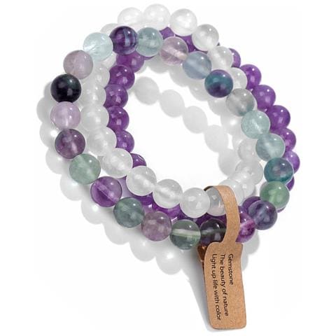 Set Di Braccialetti Elastici Con Perle Di Pietra Vulcanica, Occhio Di Gatto Multicolore E Agata (3 Pezzi) - Foto 2
