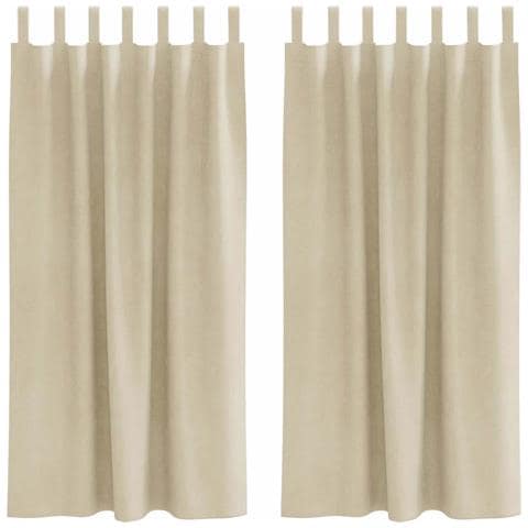 Tende con tende 2 pcs Crema 140 x 175 cm Velluto - Foto 1