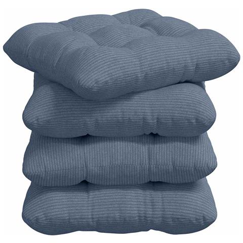 Cuscini per Seduta 4 pcs Blu 45 x 45 cm Tessuto in Cords - Foto 1