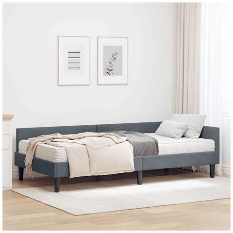 Struttura Letto Angolare con Materasso 2 pcs Grigio Velluto - Foto 2