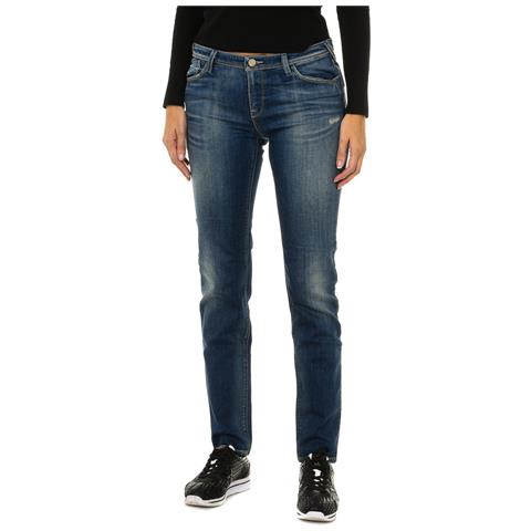 Pantaloni Lunghi In Denim Effetto Consumato 3y5j28-5d1mz Donna - Foto 1