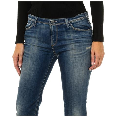 Pantaloni Lunghi In Denim Effetto Consumato 3y5j28-5d1mz Donna - Foto 3