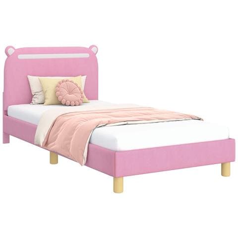 Struttura letto bambini con testata Rosa 80 x 200 cm Tessuto - Foto 1