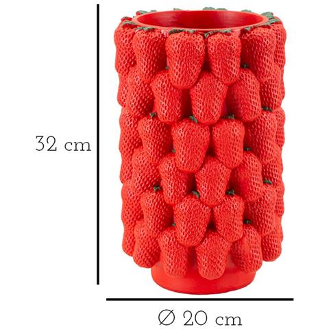Vaso Strawberry Rosso In Resina A Grappolo Di Fragole 20x32 Cm - Foto 7