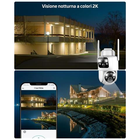 2k Telecamera Wi-fi Esterno Senza Fili Solare Ptz Con Doppio Obiettivo Doppio Pir, Batteria 10000mah, 355°p 90°t, Intelligenza Artificiale, Pannello Solare 6w, Ip66 - Foto 4