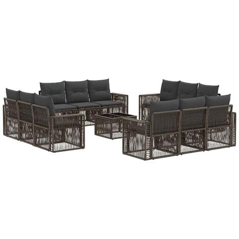 Set Divano da Giardino 13 pcs Grigio e Grigio Scuro polyrattan - Foto 1