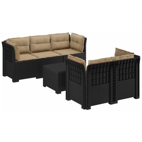 Divano da Giardino 5 Posti con Cuscini Stile Rattan PP - Foto 1