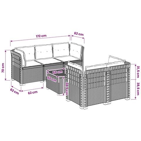 Divano da Giardino 5 Posti con Cuscini Stile Rattan PP - Foto 9