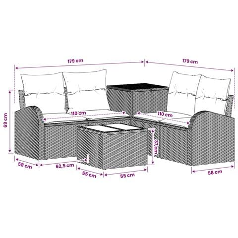 Set di divani 6 pz Nero e Bianco Crema - Foto 2