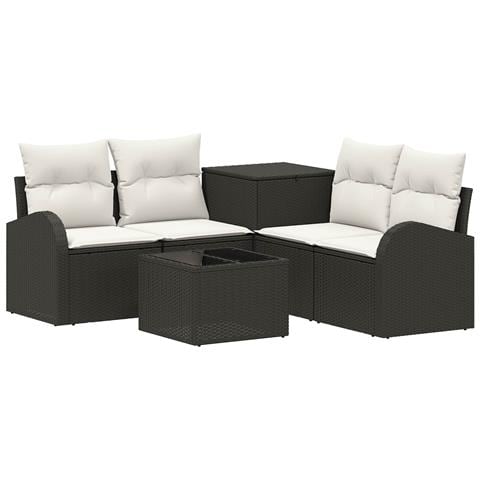 Set di divani 6 pz Nero e Bianco Crema - Foto 1