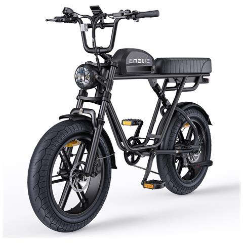 M1 Bici Elettrica Stile Moto, 25 km /h, Pneumatici Fat 20×4.0, Doppia Sospensione, Luci LED, Portata Massima 150kg, Nero - Foto 1