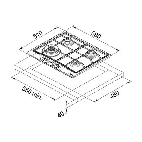 Piano Cottura FHTL 604 3G TC XL E a Gas 4 Fuochi Gas Serie Trend Line 600 Colore Inox  - Foto 2