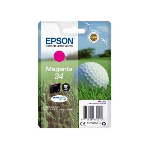 C13T34634010 Cartuccia Ink Originale Magenta per WorkForce Pro WF-3720 Capacità 300 Pagine - Foto 3