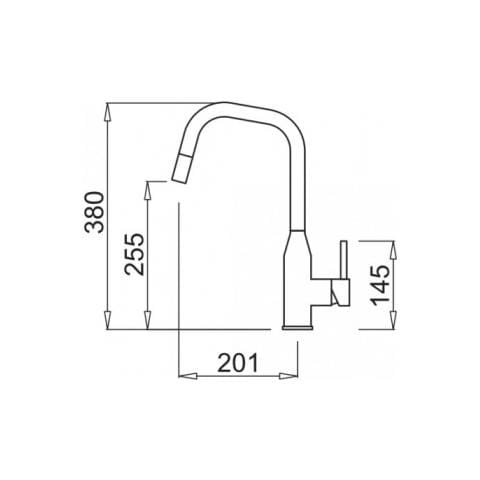 Miscelatore Monocomando con canna girevole e doccetta estraibile Dora Plus 20x38 cm Granitek Nero 40 - Foto 2