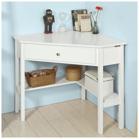 Consolle Bianca Ad Angolo Tavolo Bianco Con Cassetto, triangolo Fwt31-w - Foto 1