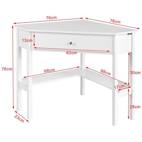 Consolle Bianca Ad Angolo Tavolo Bianco Con Cassetto, triangolo Fwt31-w - Foto 2