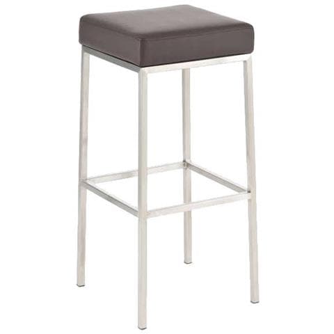 Sgabello Bar Montreal Imbottito In Similpelle I Sgabello Panchetto Design Cucina O Bar Telaio 4 Gambe I Sgabello Bancone H 85 CM Marrone Base Acciaio Inox - Foto 1