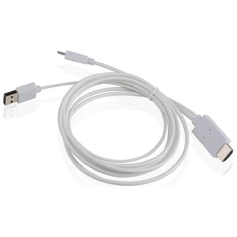 APPC23, Micro-USB, USB 2.0, HDMI, Maschio / maschio, Bianco, Plastica, 1920 x 1080 Pixels - Foto 1