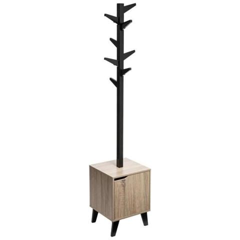 Appendiabiti Su Supporto In Legno Naturale - Nero - Foto 1