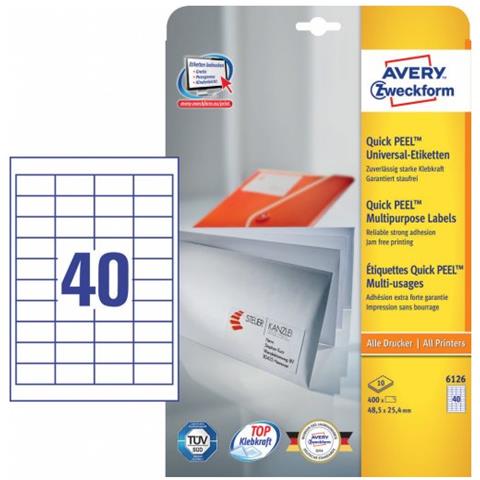 6126 Etichetta Autoadesiva Rettangolo Permanente Bianco 400 Pz - Foto 1