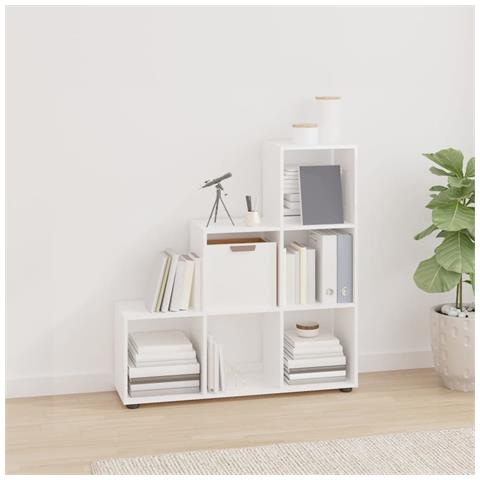 Libreria A Scala Bianco Lucido 107 Cm In Legno Multistrato - Foto 6