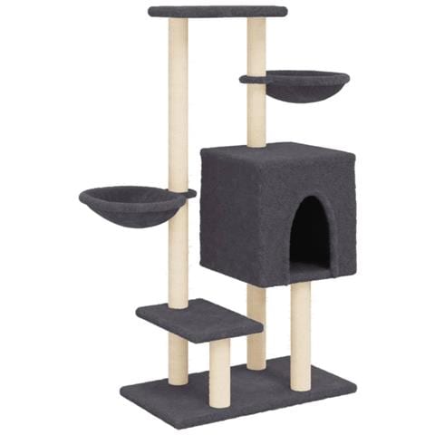 Albero Per Gatti Con Tiragraffi In Sisal Grigio Scuro 117 Cm - Foto 1