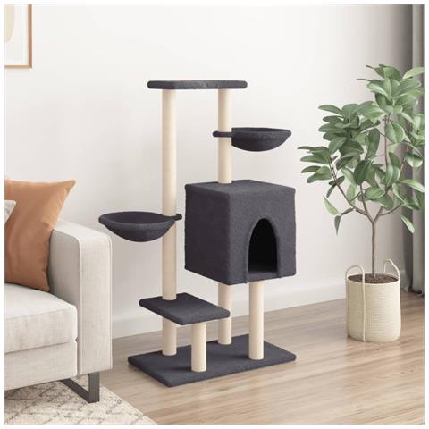 Albero Per Gatti Con Tiragraffi In Sisal Grigio Scuro 117 Cm - Foto 2